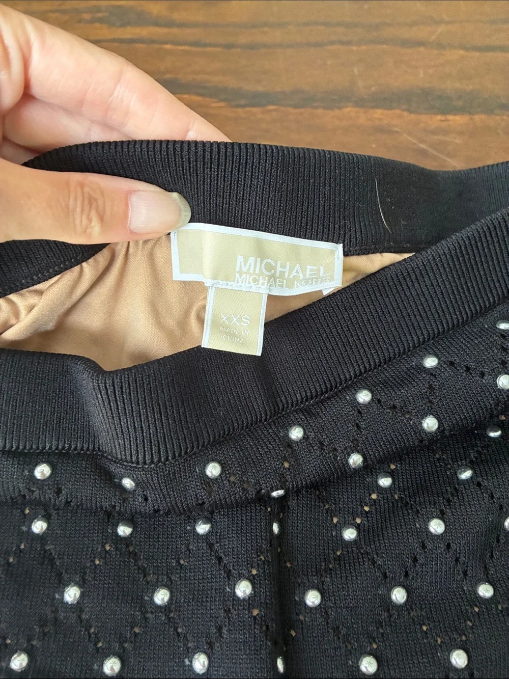 Michael Kors Black Pencil Skirt with Silver Studs